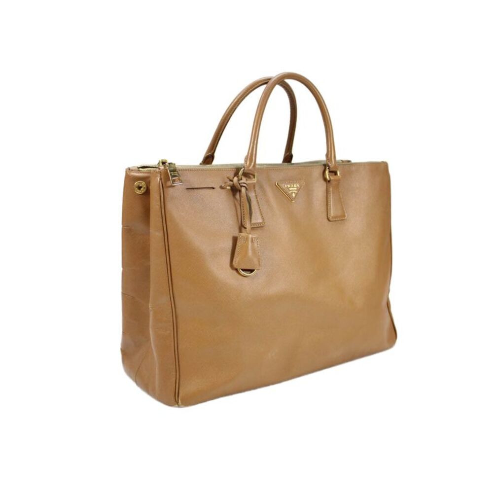 Prada Women's Leather Galleria Saffiano Lux Tote Handbag Camel - Picture 3 of 11